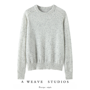 小山羊绒舒适感！100%纯小山羊绒插肩袖点子纱宽松女套头百搭毛衣