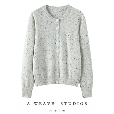 纯羊绒衫女圆领单排扣针织开衫