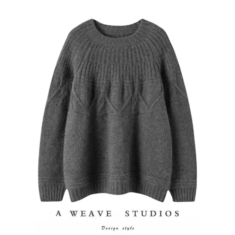 延续美好！100%山羊绒毛衣女2025秋冬新款圆领宽松套头打底上衣,女装/女士精品,羊绒衫,淘宝优惠券,粉丝福利购,淘宝优惠卷