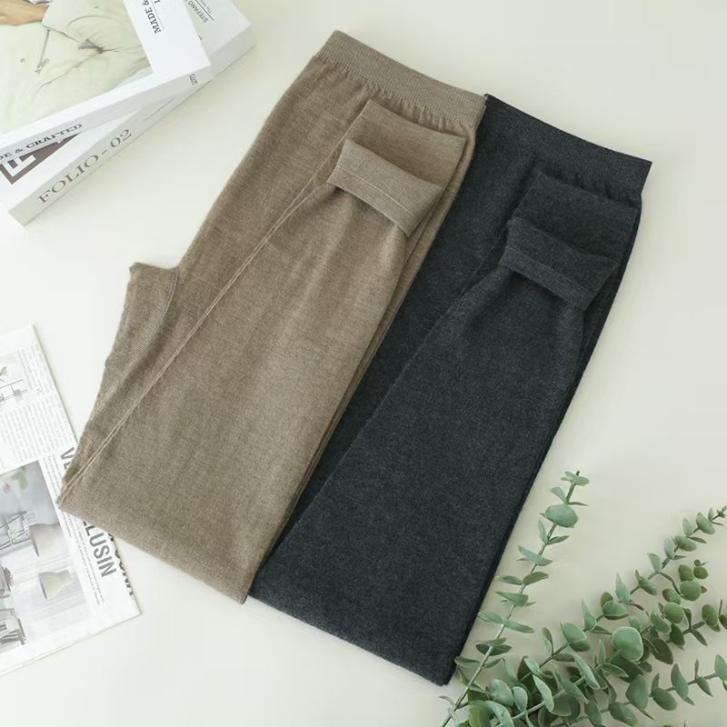 紧身加密有包裆 女68支精纺100纯山羊绒裤大码秋冬季毛裤打底裤子