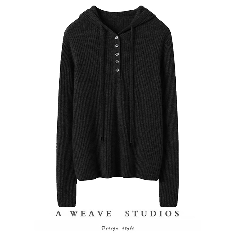 不挑人！随便穿搭～连帽羊绒衫女纯山羊绒毛衣针织打底衫秋冬帽衫