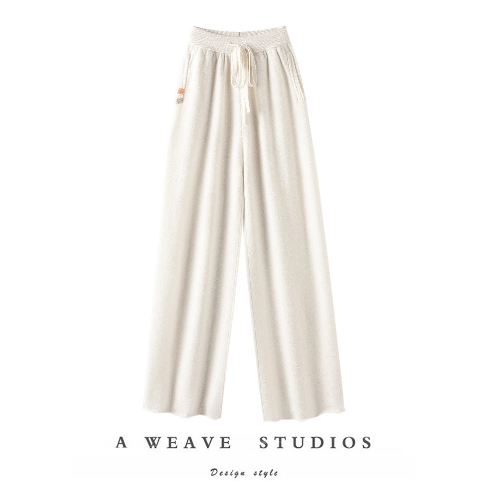 宝藏裤型！日常好搭~轻松随意卷边羊绒裤子女外穿直筒休闲针织裤