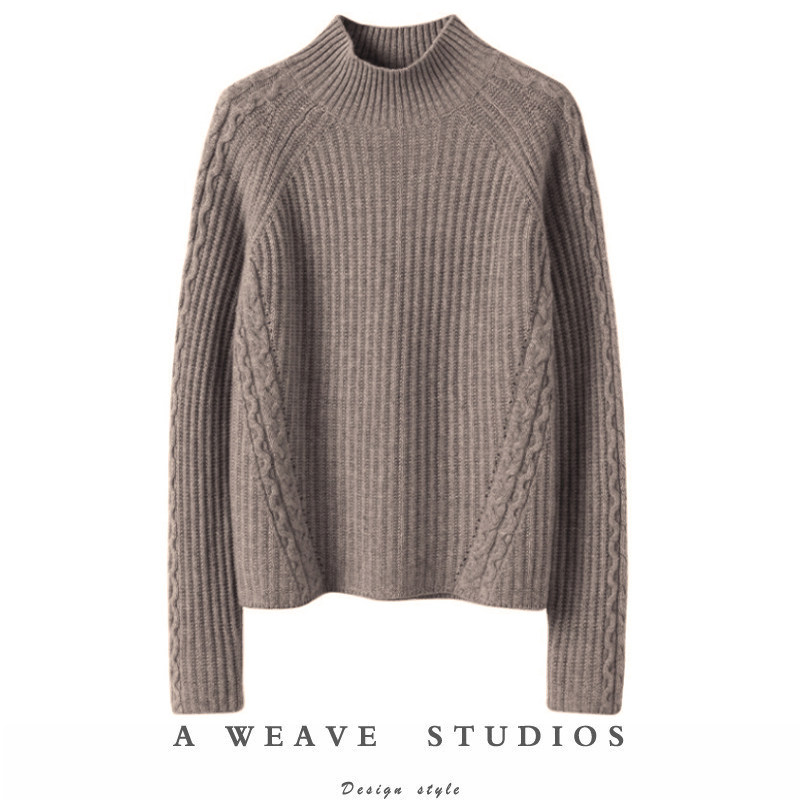 低调有品又好穿~加厚羊绒衫女100纯山羊绒半高领宽松纯羊绒毛衣,女装/女士精品,羊绒衫,淘宝优惠券,粉丝福利购,淘宝优惠卷