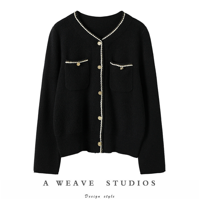 加厚圆领羊绒开衫女纯羊绒毛衣