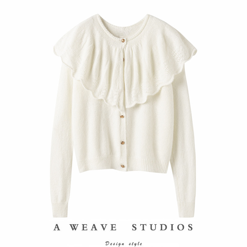 亮眼小细节~蝴蝶领纯羊绒毛衣外套白色气质针织开衫女秋冬新款,女装/女士精品,羊绒衫,淘宝优惠券,粉丝福利购,淘宝优惠卷