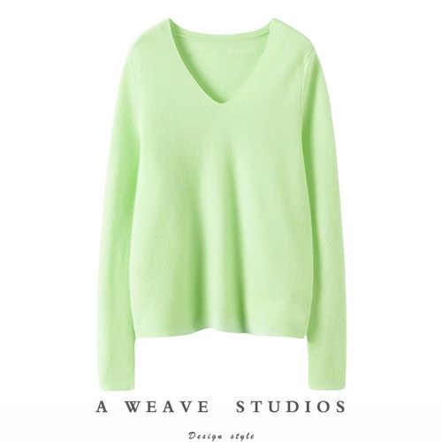 V领羊绒衫女纯羊绒毛衣套头