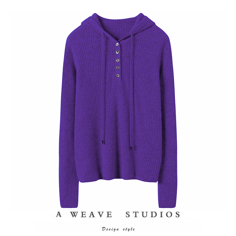 心头好！随便穿搭～连帽羊绒衫女纯山羊绒毛衣针织打底衫秋冬帽衫