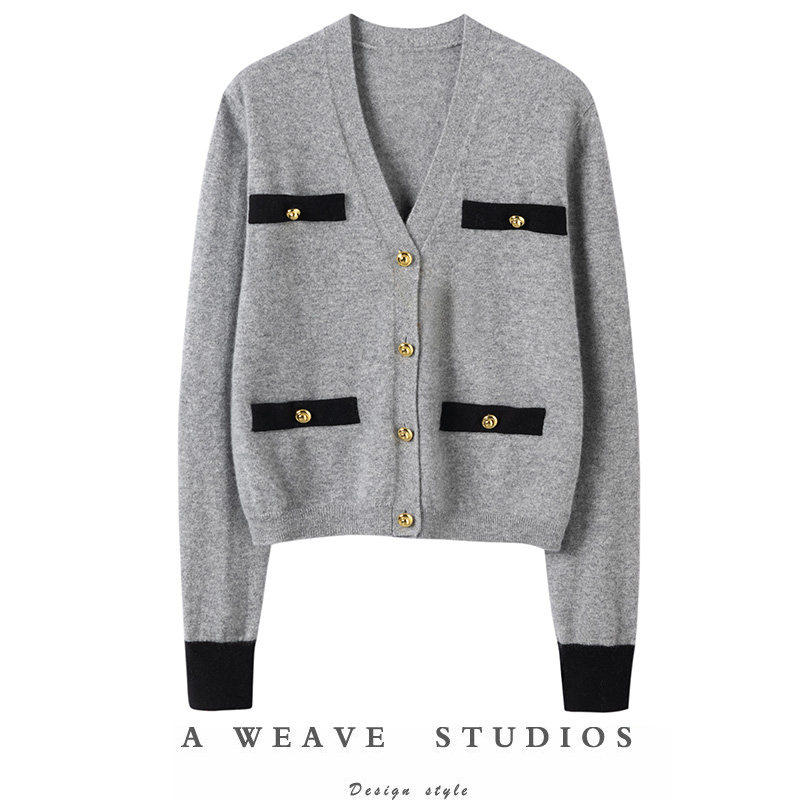 2色短巧精致 2025新款法式香风纯羊绒衫女长袖针织衫宽松开衫,女装/女士精品,羊绒衫,淘宝优惠券,粉丝福利购,淘宝优惠卷