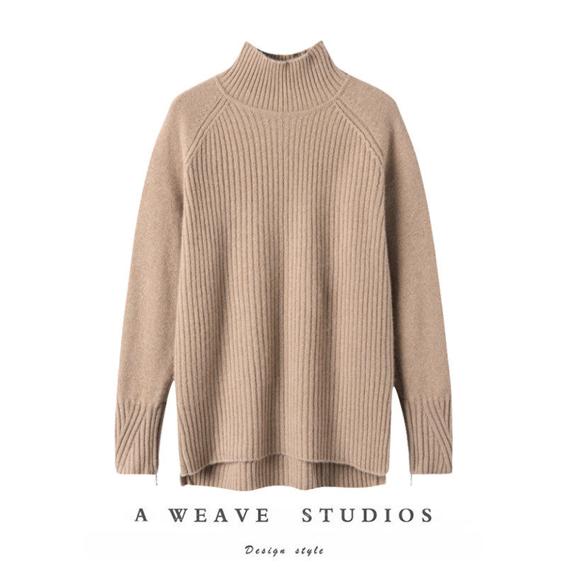 太衬气质了！100纯羊绒衫女半高领抽条宽松套头毛衣针织衫,女装/女士精品,羊绒衫,淘宝优惠券,粉丝福利购,淘宝优惠卷