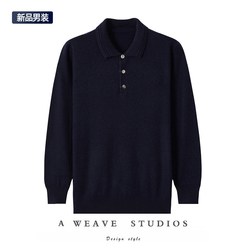 纯山羊绒衫男装毛衣男2022冬翻领