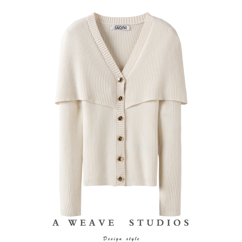 金扣坑条修身纯羊绒毛衣2022秋冬