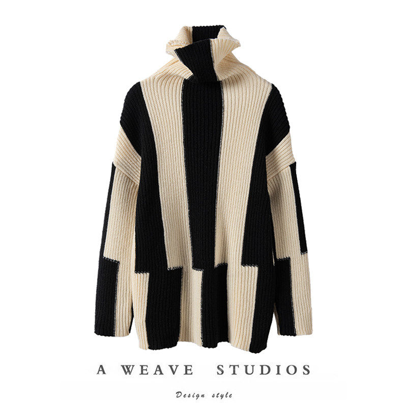 一眼倾心~高领套头黑白条纹羊绒毛衣女秋冬外穿温柔羊绒针织上衣,女装/女士精品,羊绒衫,淘宝优惠券,粉丝福利购,淘宝优惠卷