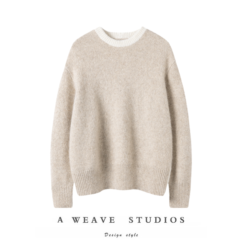 拼色羊绒慵懒风毛衣针织衫