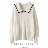 大翻领100%纯山羊绒毛衣学院风针织衫 温暖篙质感 2025新款 女