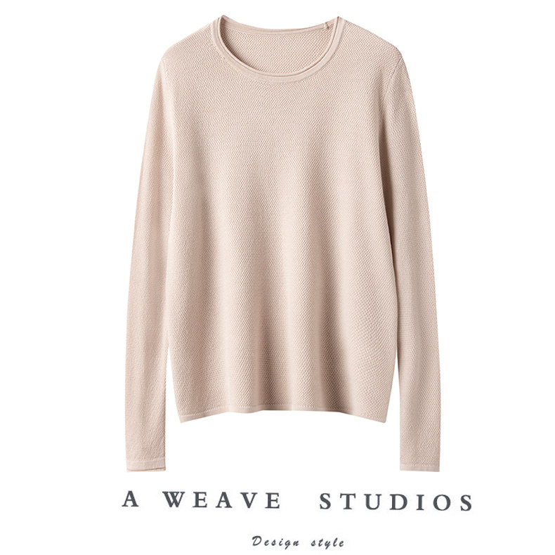 萨琪尼定制秋冬季高捻真丝羊绒卷边长袖针织打底衫T恤衫,女装/女士精品,毛针织衫,淘宝优惠券,粉丝福利购,淘宝优惠卷