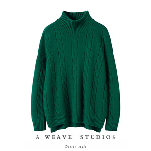 女长袖 毛衣女2025年新款 针织上衣半高领 宽松慵懒羊绒衫 chao有型