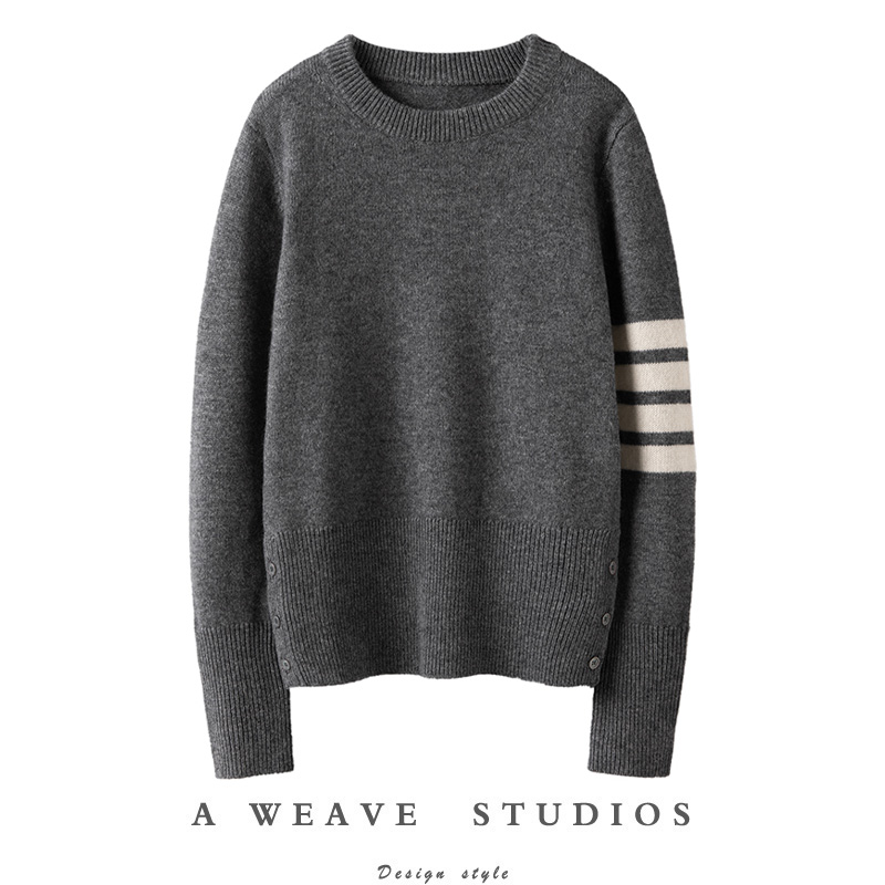 纯羊绒针织圆领套头毛衣秋冬