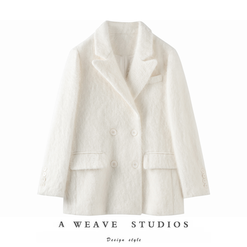 纯山羊绒拉绒梭织双面呢小香风