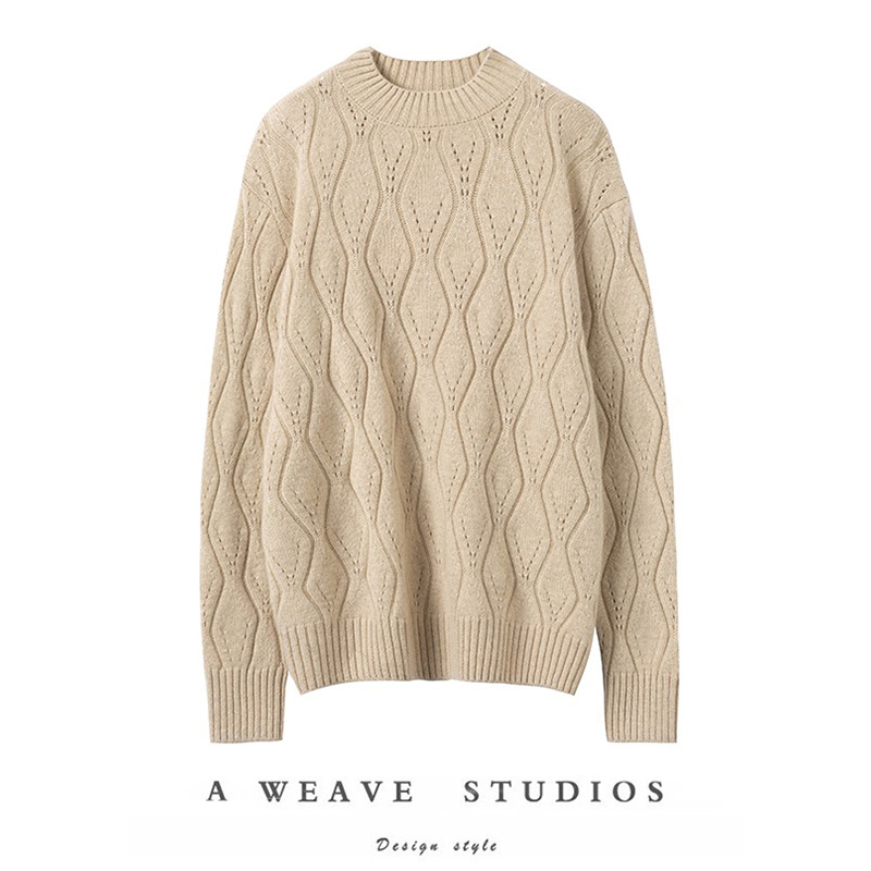 实用主义者的理想！4色菱格半高领羊绒衫女纯羊绒毛衣宽松慵懒风