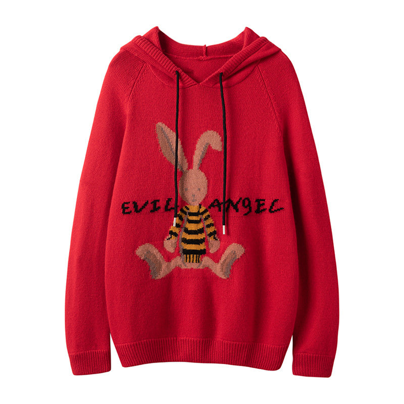 可爱卡通兔~纯羊绒衫女连帽套头羊绒针织毛衣打底衫加厚,女装/女士精品,羊绒衫,淘宝优惠券,粉丝福利购,淘宝优惠卷