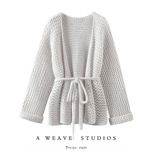 精致松弛新诠释~100%纯山羊绒手工钩针外套设计感春上衣外搭开衫