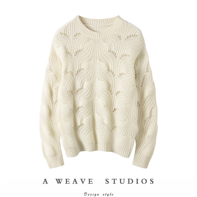 圆领纯山羊绒衫女轻薄防晒空调衫