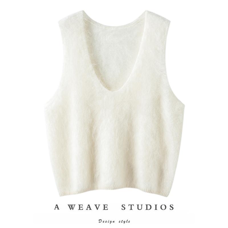纯羊绒马甲宽松V领无袖针织背心