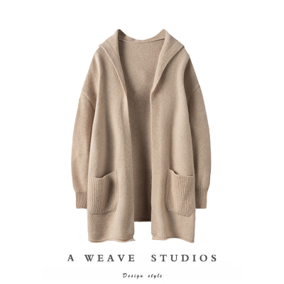 连帽羊绒衫加厚外套毛衣针织开衫
