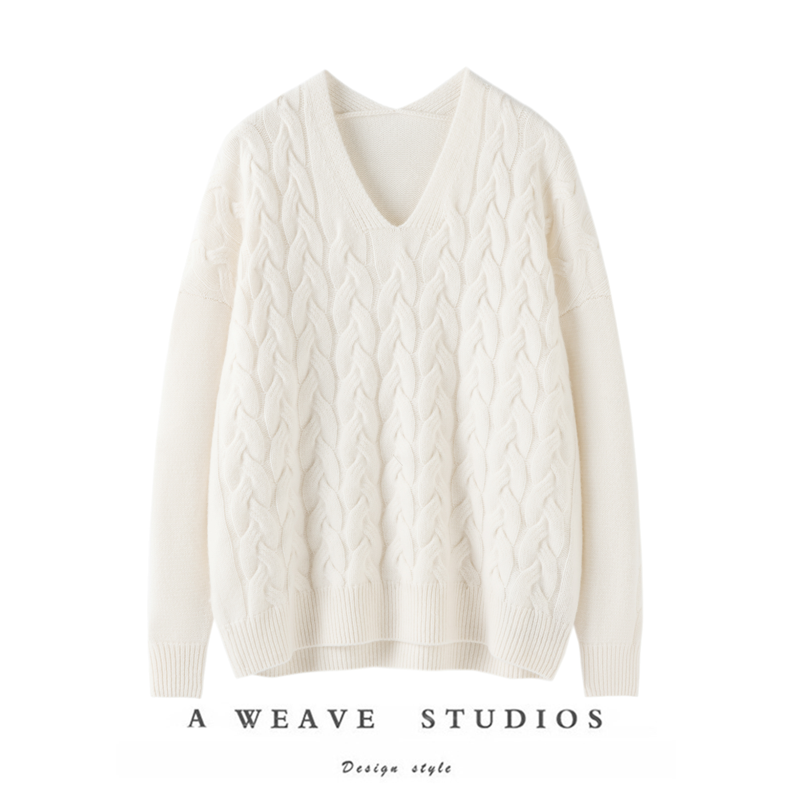 V领羊绒衫女重磅加厚绞花毛衣女