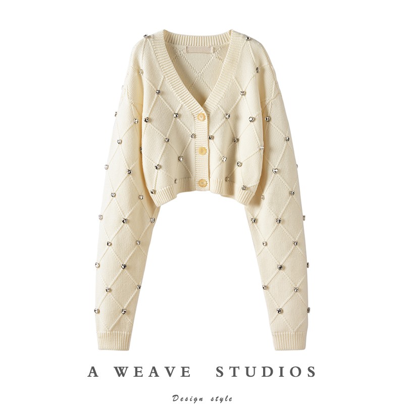 毛衣萨琪尼羊绒提花乳白色