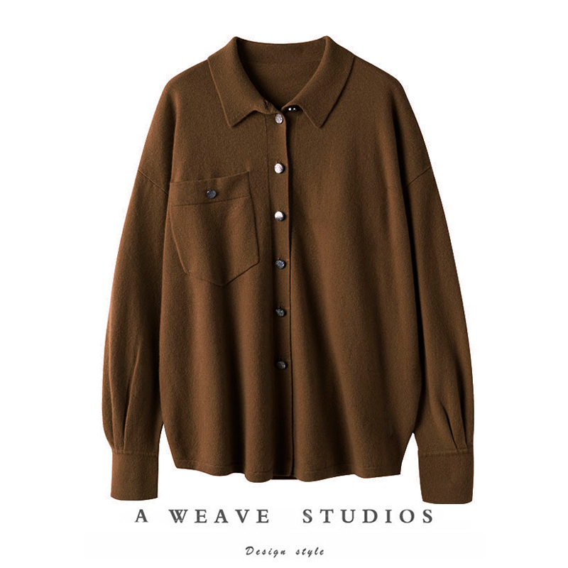 金扣羊绒开衫女衬衫羊绒外套