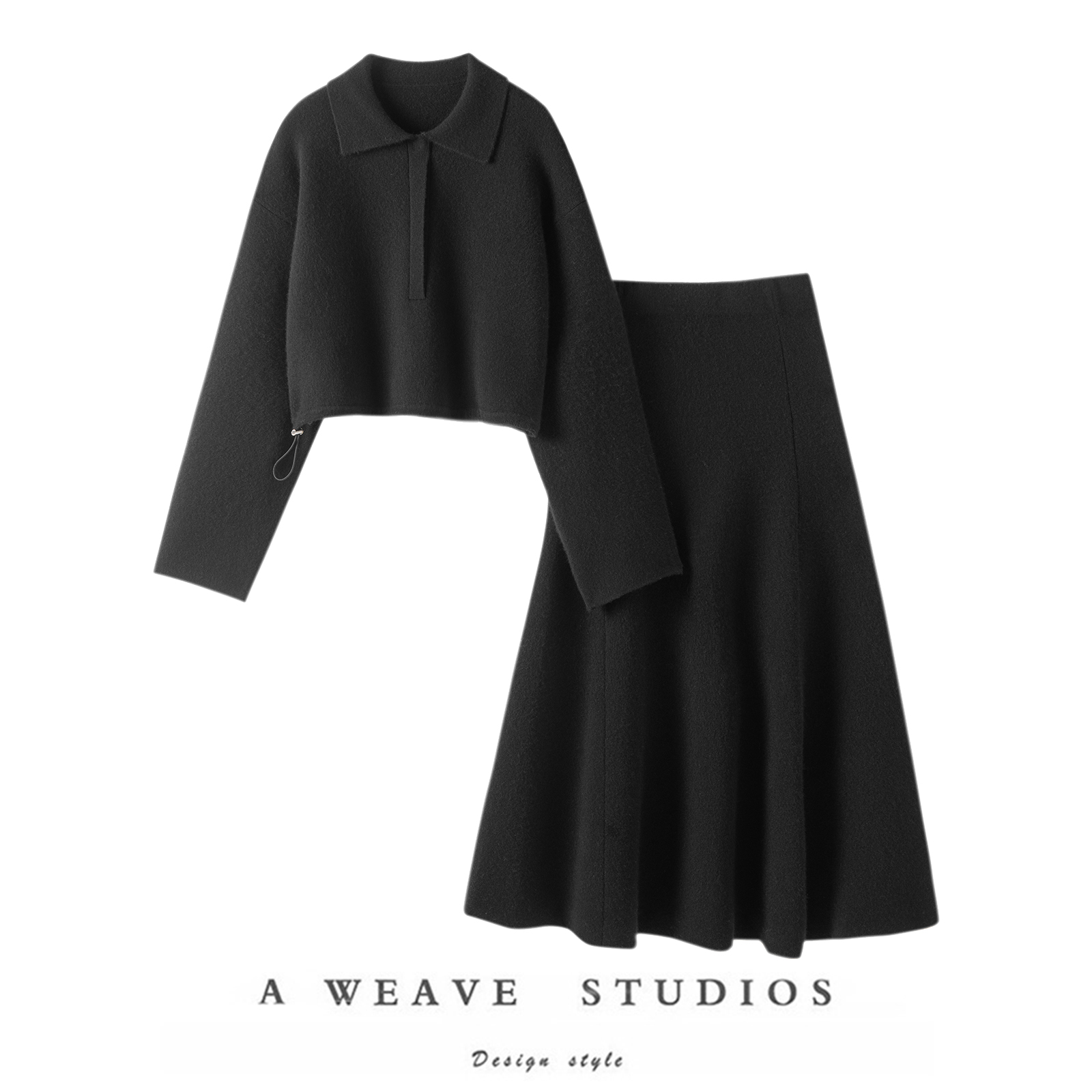 实力版型!重磅厚1000克!羊绒衫女100纯羊绒毛衣半身裙A字伞裙