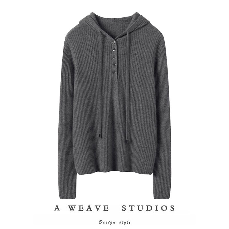 真不吹！随便穿搭～连帽羊绒衫女纯山羊绒毛衣针织打底衫秋冬帽衫