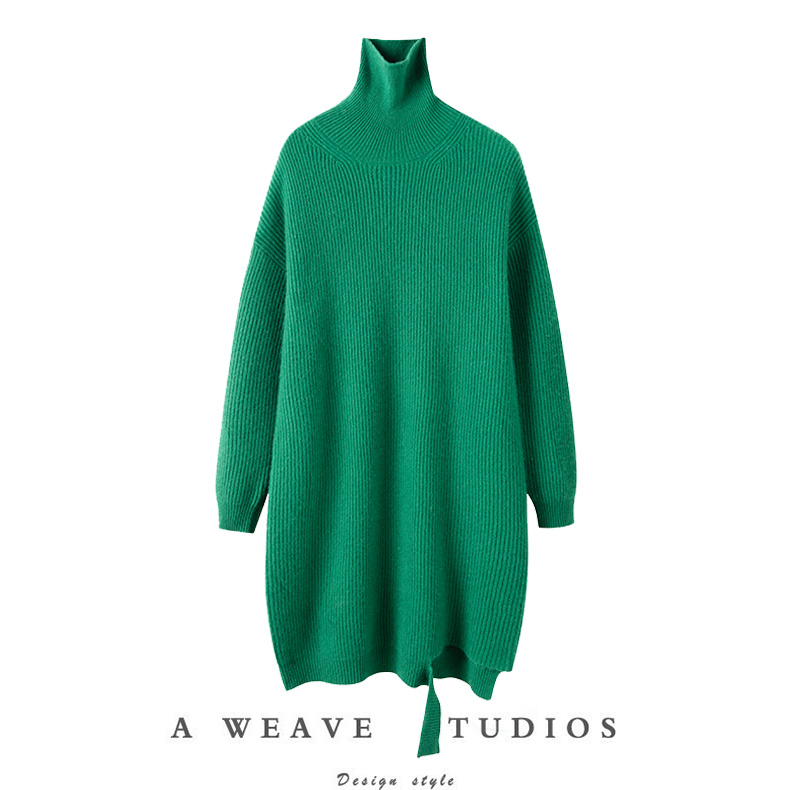 羊绒衫高领匠心中长款连衣裙厚