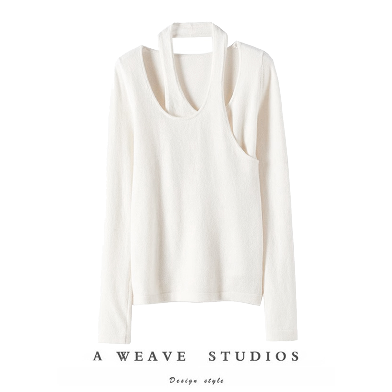 挂脖圆领山羊绒衫女纯