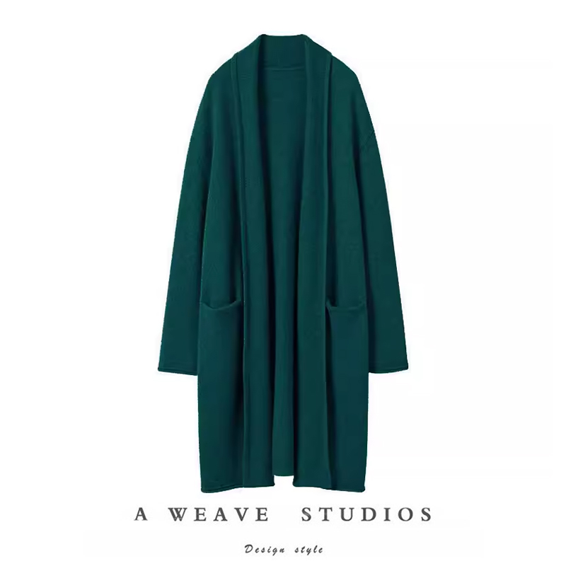 纯山羊绒宽松加厚针织开衫外套