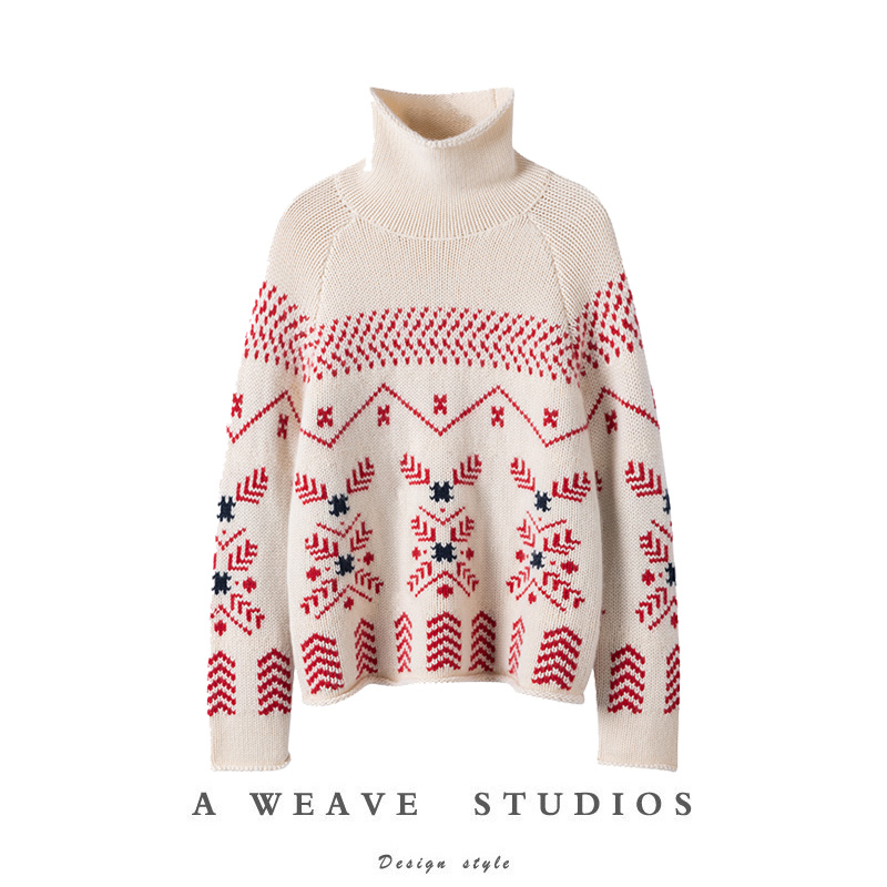 纯山羊绒重磅加厚高领插肩袖宽松