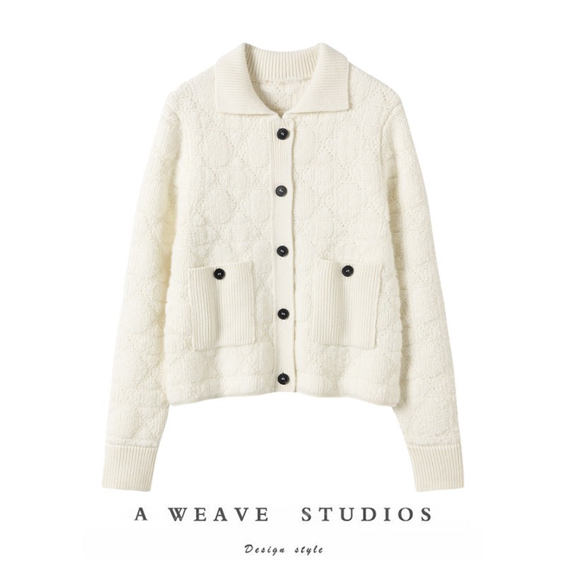 漫不经心的夺目！新款羊绒毛衣菱格翻领气质高级感小香风外套女,女装/女士精品,羊绒衫,淘宝优惠券,粉丝福利购,淘宝优惠卷