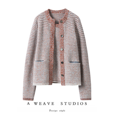 萨琪尼“艺术渐变”100%山羊绒立体千层针织背心/开衫两件套