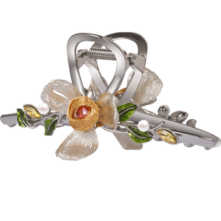 AIQILA2025花意系列新款大号抓夹女花朵鲨鱼夹高档手工夹子头饰