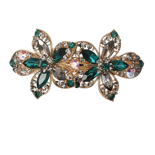 AiQILA哎奇啦发夹后脑勺高级感祖母绿头饰仿水晶夹子水钻盘发发卡