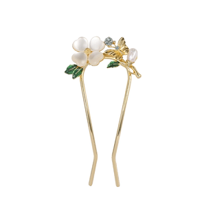 AIQILA哎奇啦设计师新款莫奈花园U型发簪插梳盘发两齿头饰发针