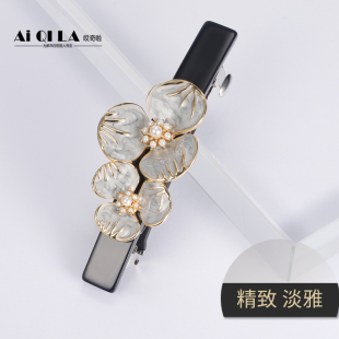 AiQILA 哎奇啦精致夹子头饰韩国发夹一字夹珍珠发卡简约头饰气质