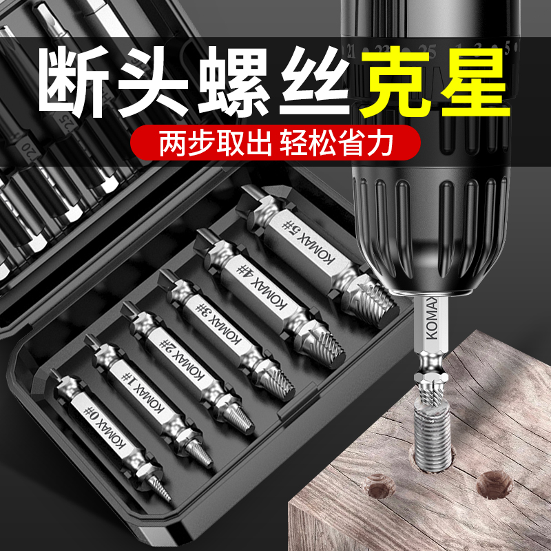 科麦斯断丝取出器反丝取螺丝工具万能丝锥反牙滑丝断头螺丝取丝器-封面