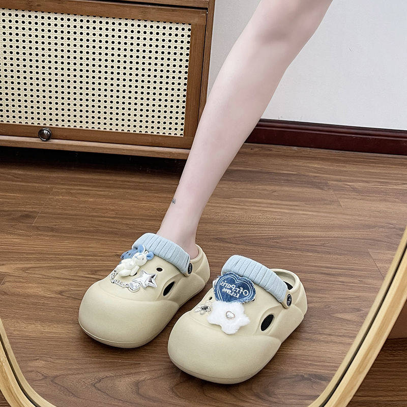 甜美爱心松糕跟厚底洞洞鞋女夏季