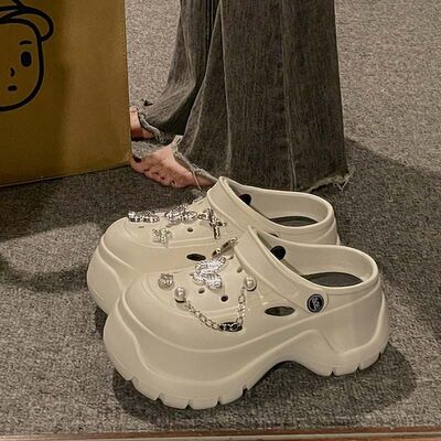 超厚底洞洞鞋女夏季2025新款外穿