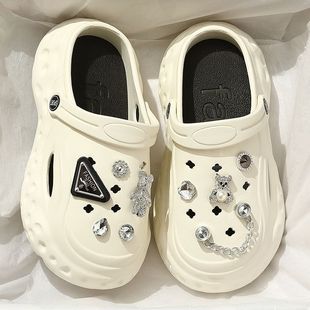 厚底洞洞鞋女款外穿2026年夏季新款网红百搭包头半拖鞋沙滩凉拖