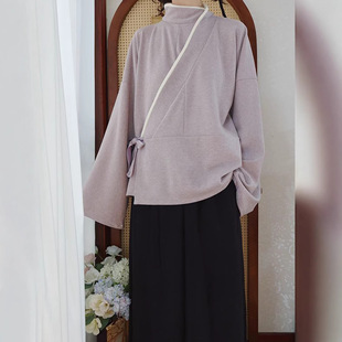 原创改良晋制汉服女2025新款秋冬曲领襦仿羊绒内搭外穿曲领衫日常