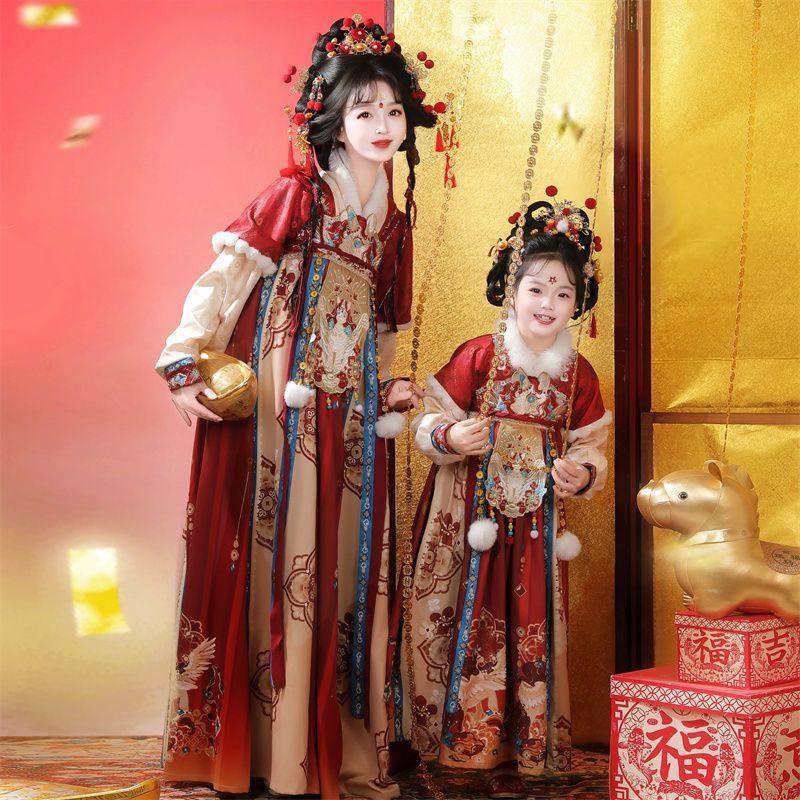 原创汉服女2025新款齐胸唐制仙气亲子款秋冬款拜年服披肩斗篷套装,女装/女士精品,汉服套装,淘宝优惠券,粉丝福利购,淘宝优惠卷