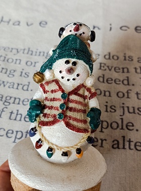 出口库存老货雪人瓶盖摆件